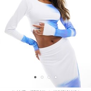 Blue and White Women's Two-Piece Set